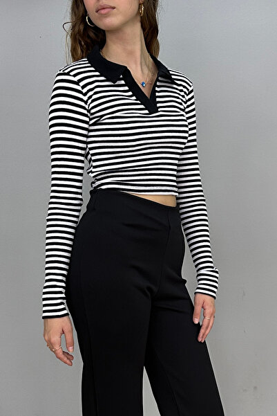 Tam Moda Γυναικεία ριγέ μπλούζα με λαιμόκοψη