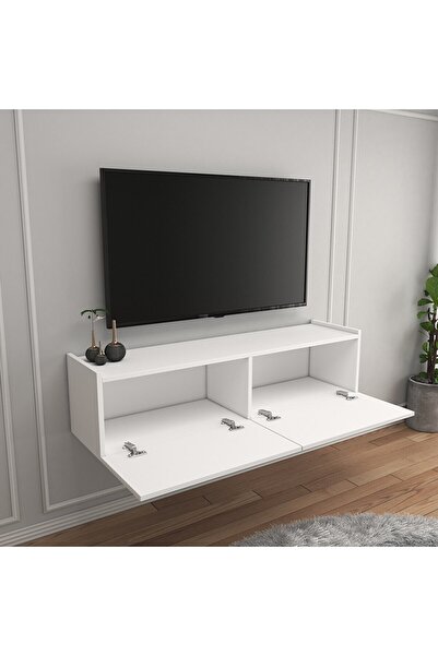 Egecan Mobilya Beyaz 90 Cm Tv Ünitesi Tv Sehpası Duvar Rafı Kitaplık