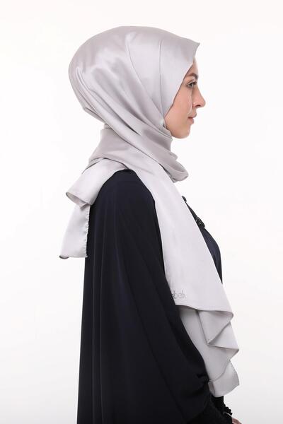 Altobeh Women's Plain Crepe Satin Shiny Luxury Evening Dress Shawl-Light Gray