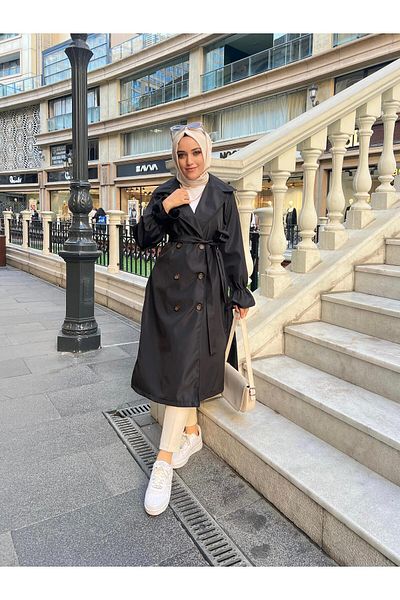 Moda Krash معطف واقٍ من المطر بأزرار