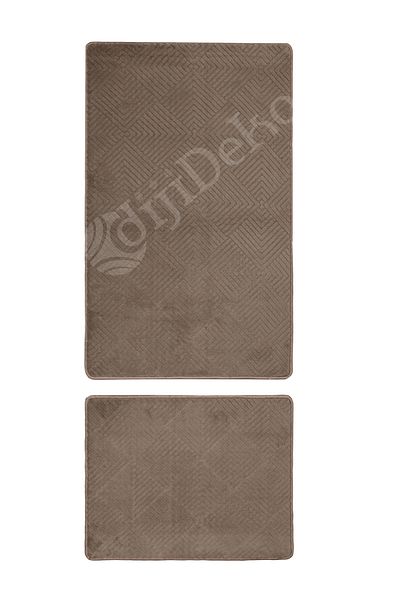 Dijidekor R Avangard Halı Pramit Brown Bathroom Mat Set 2 Pieces