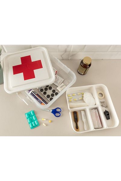 renn Medicine Box White First Aid Storage Box 4.5 Lt