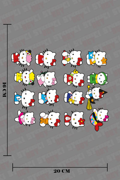 STİCKERCI BEY HELLO KİTTY STİCKER SETİ Otomobil - Motosiklet - Bilgisayar Sti...