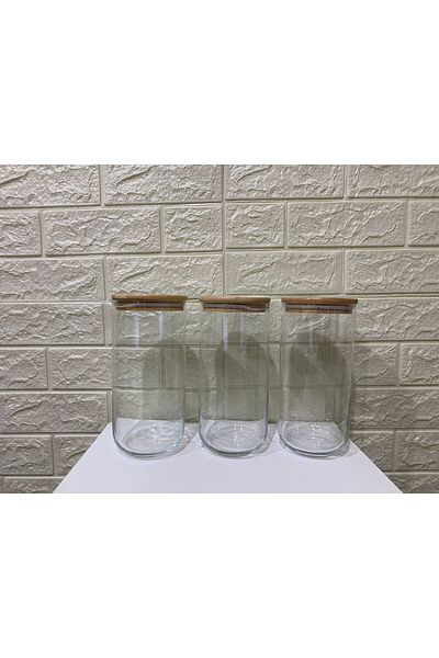 devigo 3-Piece Stylish Jar Set with Bamboo Lid - 3x2100 ml