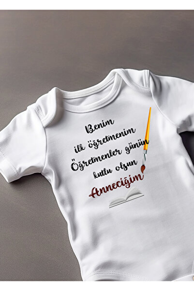 Lotus Baby Long Sleeve 100% Cotton My First Teacher Mom Designed Baby Bodysuit