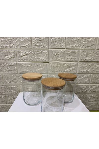 devigo 3-Piece Stylish Jar Set with Bamboo Lid 3x1500 ml