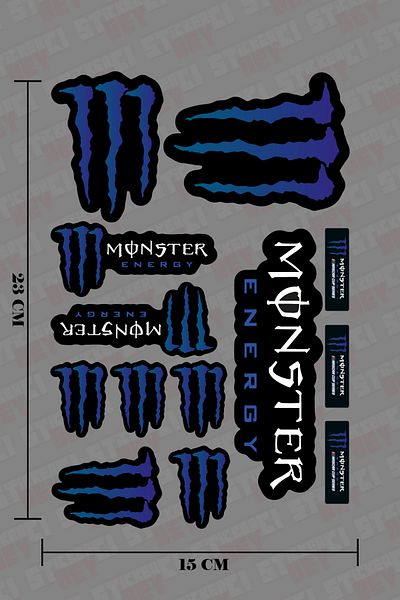 STİCKERCI BEY Blue Monster Sticker Set Automobile - Motorcycle - Computer Sticker Covering