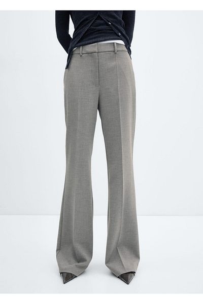 MANGO Woman Wideleg Gray Trousers