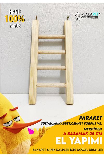SAKAPET 25 Cm Bird Ladder Sevda and Forpus Budgie Cockatiel