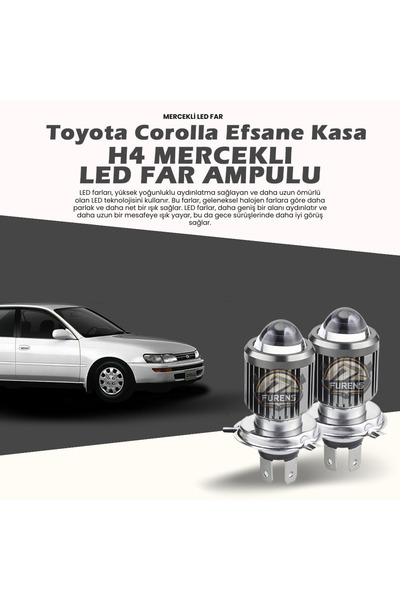 Furens Toyota Corolla Efsane Kasa Uyumlu Mercek Led Xenon Şimşek Etkili Çift ...