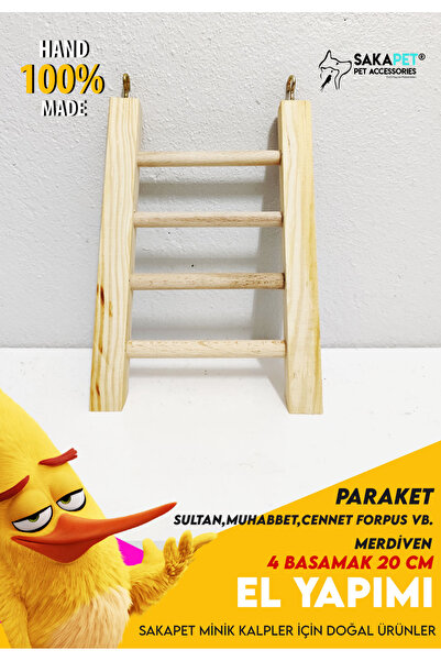 SAKAPET Kuş Merdiveni 20 cm Cennet Papağanı Sevda Papağanı Forpus Muhabbet Ku...