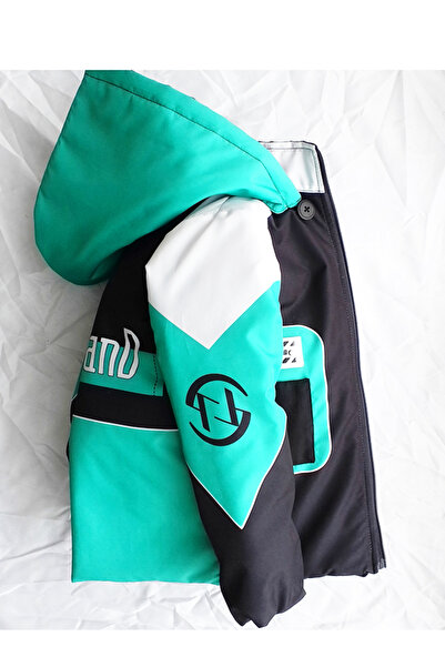 GallanD Çocuk Mont Mint Siyah Renk Tak Çıkart Kapüşonlu Fermuarlı Elyaflı Ort...