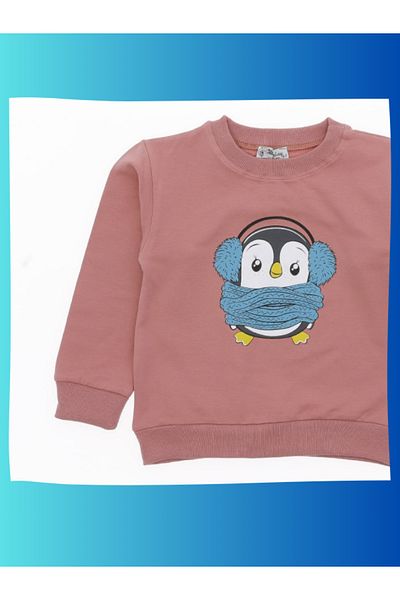edoy Sweat Penguin εμπριμέ μπλούζα για κορίτσια με 2 κλωστές