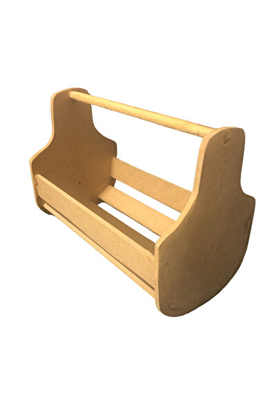 Emach Dizayn Boyanabilir Ahşap Beşik Oyuncak - 26x15x20 Cm