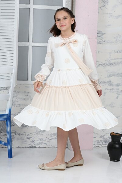 İ&K ŞIMARIK KİDS İ&K SAMARIK فستان بأكمام طويلة وياقة باجلاما مزخرفة بزهور ال...