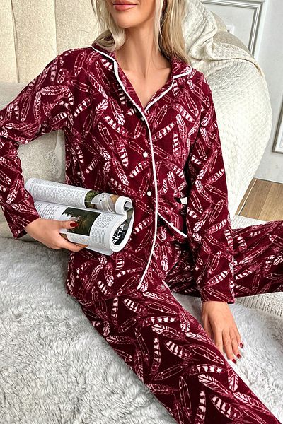 nisaNCa Set de pijamale din fleece pentru femei cu model de iarna de revelion - pijamale de Craciun cerb