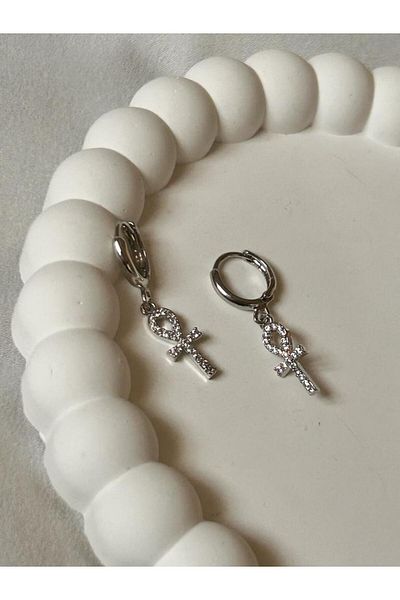 Rossetto Atelier Silver Mini Ankh Earrings