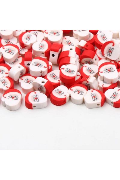 Bijumix Aksesuar 100 τεμ. 10 mm πολυμερικός πηλός Fimo Πρωτοχρονιάτικες χριστουγεννιάτικες χάντρες με θέμα τον Άγιο Βασίλη, Κατασκευή κοσμημάτων