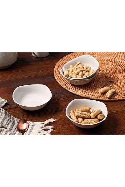 Porland 14cm Porcelen Square Set of 4 Snack Bowl and Bowl