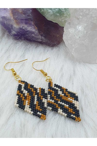 HAPPY HANDMADE TIGER PATTERNED BLUFFY EARRING