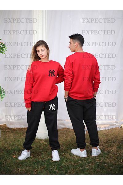 EXPECTED Dear Couple Combination Top and Bottom Printed Tracksuit Set - 3 Yarns