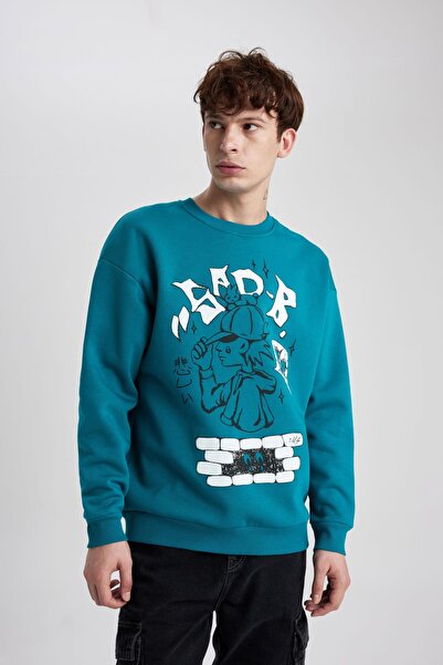 DeFacto Oversize Fit Crew Neck Sweatshirt