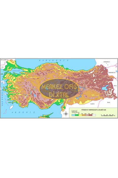 MOD TOPOGRAPHY MAP OF TURKEY 50X70 CM