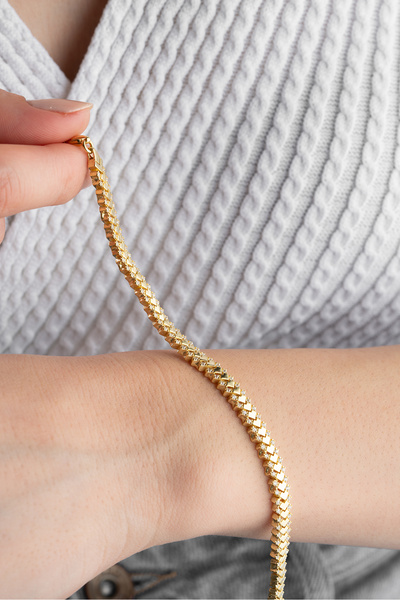 Silvano Jewelry 925 Ayar Gümüş Gold Trend Bileklik