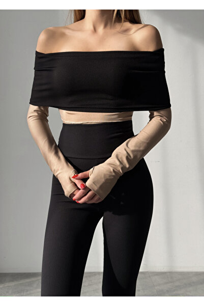 Friday Mood Women's Finger-Cut Double Color Madonna Collar Blouse