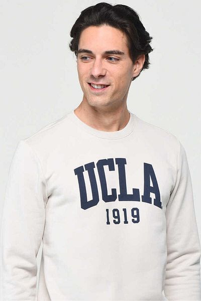 UCLA Hanorac pentru bărbați cu imprimeu cu decolteu bej Baldwin