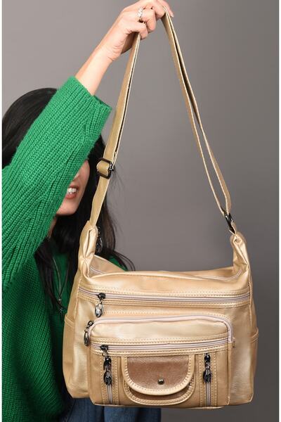 JARA Bag Geantă crossbody cu mai multe compartimente din piele moale Pera