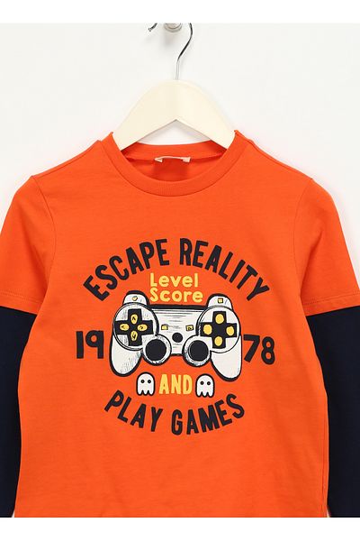 Koton Printed Orange Boy T-Shirt 4WKB10046TK