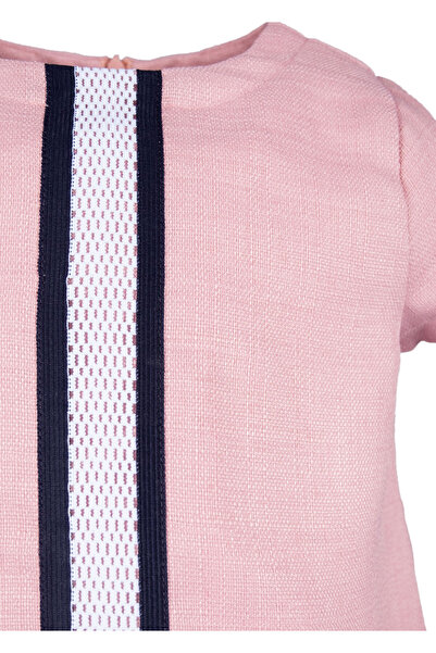 Ozmoz By Mukadder Özden Short Sleeve Stripe Detailed Lined Girl's Summer Dress