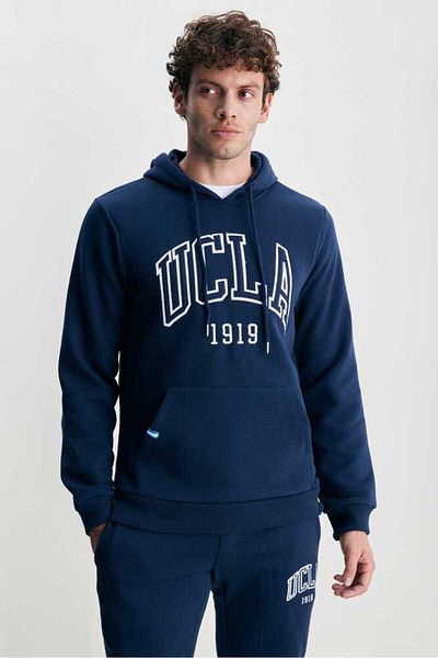 UCLA JEPSEN Navy Blue Hooded Embroidered Standard Fit Men's Sweatshirt