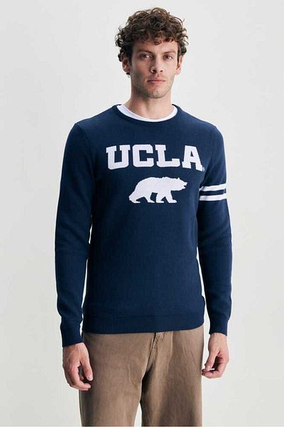UCLA ملابس تريكو رفيعة للرجال من قماش الجاكار باللون الأزرق الداكن من Guala