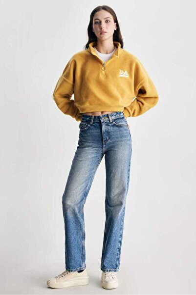 UCLA Γυναικείο φούτερ με κέντημα με φερμουάρ Happy Brown