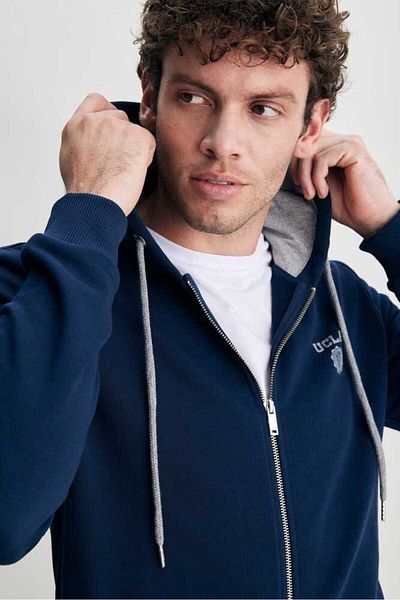 UCLA Hanorac pentru bărbați Hılgard Dark Navy Blue - cu glugă și fermoar