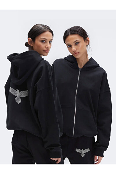aynewmoda Γυναικεία φούτερ Eagle με κουκούλα με φερμουάρ σετ στο κάτω μέρος
