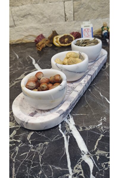 Marblecenter Mermer Sunumluk Sosluk Kuruyemişlik Çerezlik Servis Tabağı