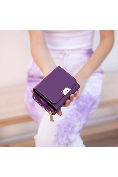 Daj Company Women's Purple Cat Accessory Wallet Cat Detail