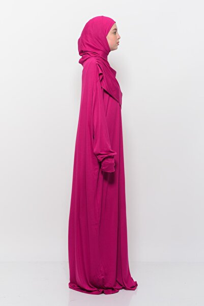 Altobeh Πρακτικό μονοκόμματο βαμβακερό μανίκι νυχτερίδας αποσυνδέστε βιολογικό φόρεμα προσευχής με φούξια μαντίλα