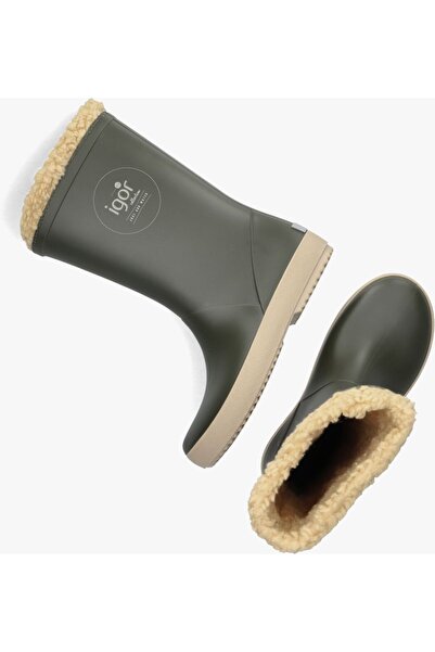 IGOR Unisex Children's Furry Khaki Rain Snow Boots SPLASH DK BORREGUITO