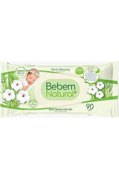 Bebem Natural مناديل مبللة للأطفال لمسة رقيقة / حديثي الولادة 90 ورقة مجموعة 18 قطعة بغطاء بلاستيكي