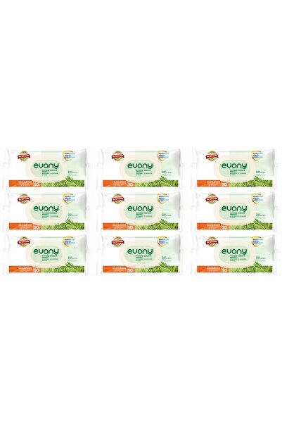 Evony Hijyenik Temizlik Islak Havlu Mendil 50 Yaprak Plastik Kapaklı (9 LU SE...