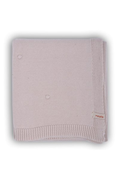 Minora Cotton 80x110cm Knitwear Pompom Baby Blanket Powder