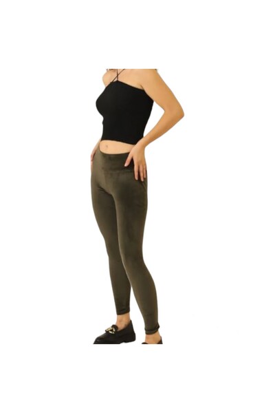 BUUM FASHION Leggings cu talie înaltă cu centură groasă din catifea franceză