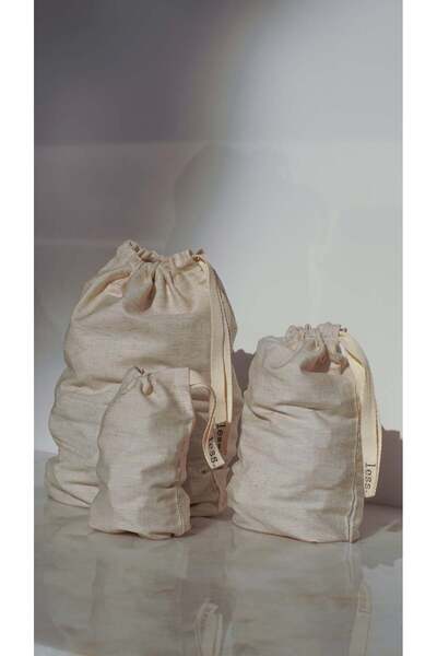 Less Sürdürülebilir Yaşam Gereçleri Linen Storage Pouch| Pulses & Organizer Cream 20x16 Cm