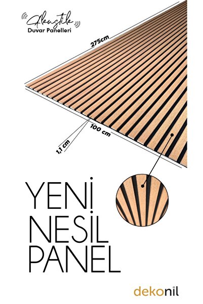 Dekonil Yeni Nesil Lambri Duvar Paneli Teak 100*275 Cm