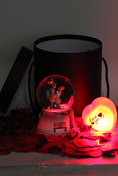 moryconcept Kar Küresi Müzikli Işıklı Sevgili Temalı Kutu Set Sevgiliye Hediy...