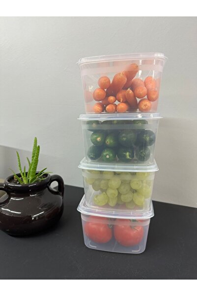 Bayev 2 Pieces Huge Storage Container Food Fresh Vegetable Freezer Container Set 2 Lt with Lid